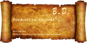 Benkovits Dezső névjegykártya