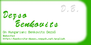 dezso benkovits business card